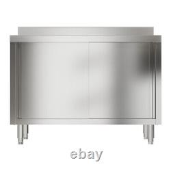 110cm Single Bowl Stainless Steel Catering Sink Cabinet withPlatform &Sliding Door