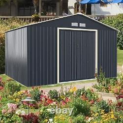 11FT x 8FT m Outdoor Steel Storage Shed Large Utility Storage House Sliding Door