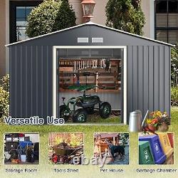 11FT x 8FT m Outdoor Steel Storage Shed Large Utility Storage House Sliding Door