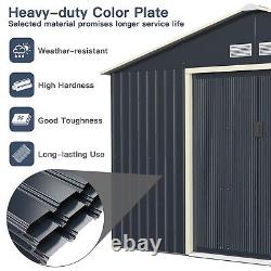 11FT x 8FT m Outdoor Steel Storage Shed Large Utility Storage House Sliding Door