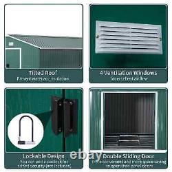 12.5 x 11.1ft Steel Sliding Door Storage Shed Green Garden Outdoor