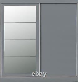2 Door Sliding Wardrobe Double Cabinet Storage Unit Closet Nevada Grey/light Oak
