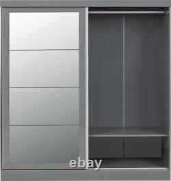 2 Door Sliding Wardrobe Double Cabinet Storage Unit Closet Nevada Grey/light Oak