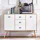 2 Doors 3 Drawers Sideboard White Storage Cabinet Home Buffet Cupboard Orgainzer