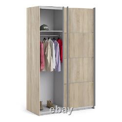 2 Shelves 2 Doors Oak Sliding Wardrobe 120cm Quality Part Clothes Storage Fowler