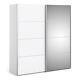 2 Shelves Mirror Doors White Sliding Wardrobe 180cm Storage Clothes Fowler