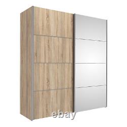 2 Shelves Oak Sliding Wardrobe 180cm Oak and Doors Bedroom Storage Fowler
