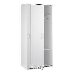2 Sliding Doors White Wardrobe Practical Useful Storage Minimal Footprint Seasid