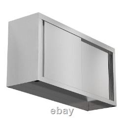 2 Tiers Intermediate Floor 4ft Stainless Steel Wall Hanging Cabinet Sliding Door