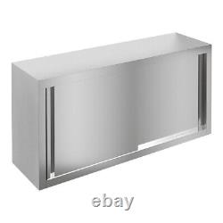 2 Tiers Intermediate Floor 4ft Stainless Steel Wall Hanging Cabinet Sliding Door