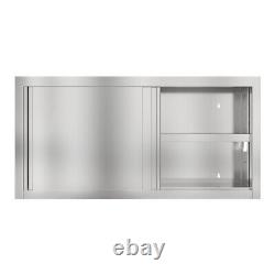 2 Tiers Intermediate Floor 4ft Stainless Steel Wall Hanging Cabinet Sliding Door