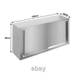 2 Tiers Intermediate Floor 4ft Stainless Steel Wall Hanging Cabinet Sliding Door