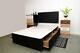 2ft6,3ft, 4ft, 4ft6,5ft Divan Bed Base In Black. Choose Size, Storage, Headboard