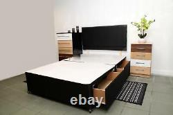 2ft6,3ft, 4ft, 4ft6,5ft Divan Bed Base in Black. Choose Size, Storage, Headboard