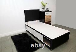 2ft6,3ft, 4ft, 4ft6,5ft Divan Bed Base in Black. Choose Size, Storage, Headboard