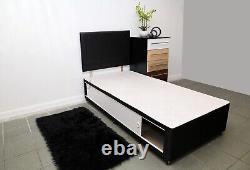 2ft6 3ft Single Divan Bed With 21cm Mattress. 2 Colours. Storage. Drawers. Headboard