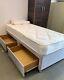 2ft6 3ft Single Light Grey Divan Bed With Storage & 21cm Deep Mattress