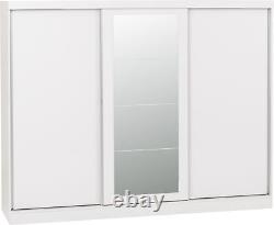 3 Door Sliding Wardrobe Triple Cabinet Storage Organiser Closet Nevada White