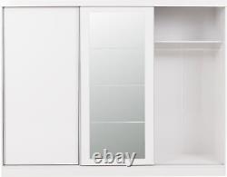 3 Door Sliding Wardrobe Triple Cabinet Storage Organiser Closet Nevada White