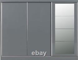 3 Door Sliding Wardrobe Triple Cabinet Storage Organiser Nevada Grey/light Oak