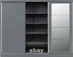 3 Door Sliding Wardrobe Triple Cabinet Storage Organiser Nevada Grey/light Oak