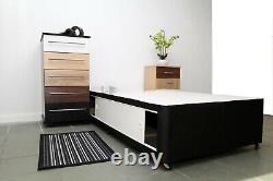 3ft Standard Single Divan Bed Base in Black with Sliding Doors Storage