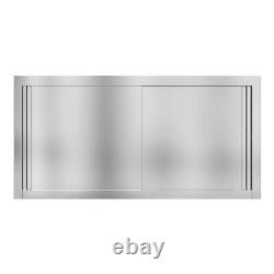 4/5ft Large Double Sliding Doors Kitchen Wall Cabinet Stainless Steel Storage UK