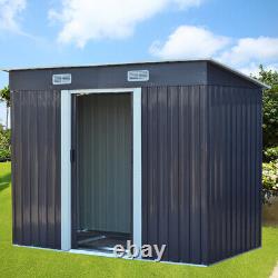 4x6ft Outdoor Storage Garden Tool Shed & Base Pent Roof Bike Cabin Sliding Door