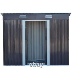 4x6ft Outdoor Storage Garden Tool Shed & Base Pent Roof Bike Cabin Sliding Door