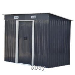 4x6ft Outdoor Storage Garden Tool Shed & Base Pent Roof Bike Cabin Sliding Door