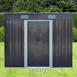 4x6ft Outdoor Storage Garden Tool Shed & Base Pent Roof Bike Cabin Sliding Door