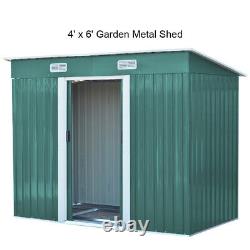 4x6ft Outdoor Storage Shed Double Sliding Door Vents Garden Shed Tool Bike Shed