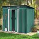 4x8ft Green Garden Shed Outdoor Metal Sliding Door Storage Toolshed +foundation