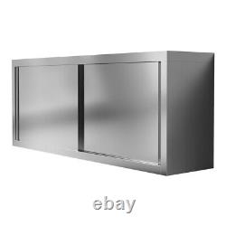 5FT 2 Tier Stainless Steel Catering Kitchen Wall Cabinet Cupboard Storage Shelf