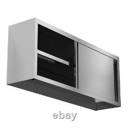 5FT 2 Tier Stainless Steel Catering Kitchen Wall Cabinet Cupboard Storage Shelf