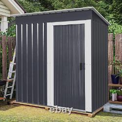 5.4x3ft Outdoor Metal Storage Shed with Sliding Door Pent Roof Small Warehouse