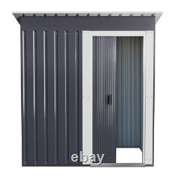 5.4x3ft Outdoor Metal Storage Shed with Sliding Door Pent Roof Small Warehouse