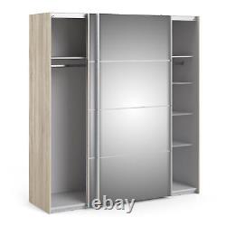 5 Shelves Oak Sliding Wardrobe 180cm Quality Doors Bedroom Storage Fowler