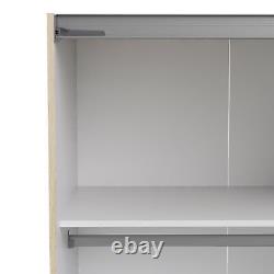 5 Shelves Oak Sliding Wardrobe 180cm Quality Doors Bedroom Storage Fowler