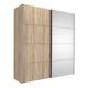 5 Shelves Oak Sliding Wardrobe 180cm And Mirror Doors Bedroom Storage Fowler