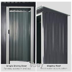 5 x 3ft Garden Storage Shed Sliding Door Sloped Roof Outdoor Tool Black