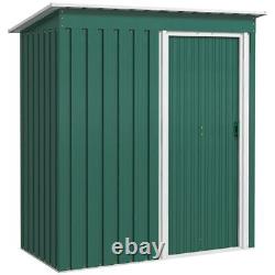 5 x 3ft Garden Storage Shed Sliding Door Sloped Roof Tool Green