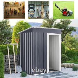 5x3ft Garden Storage Shed Metal Outdoor Tool Box House Organizer withSliding Door