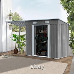 6.5 x 4 FT Galvanised Garden Storage Shed with Sliding Door, And Open Shed