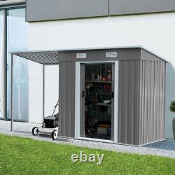 6.5 x 4 FT Galvanised Garden Storage Shed with Sliding Door, And Open Shed