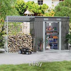 6.5 x 4 FT Galvanised Garden Storage Shed with Sliding Door, And Open Shed