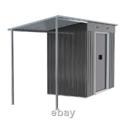 6.5 x 4 FT Galvanised Garden Storage Shed with Sliding Door, And Open Shed