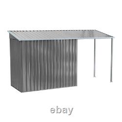 6.5 x 4 FT Galvanised Garden Storage Shed with Sliding Door, And Open Shed