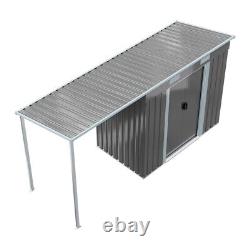 6.5 x 4 FT Galvanised Garden Storage Shed with Sliding Door, And Open Shed