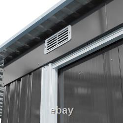 6.5 x 4 FT Galvanised Garden Storage Shed with Sliding Door, And Open Shed